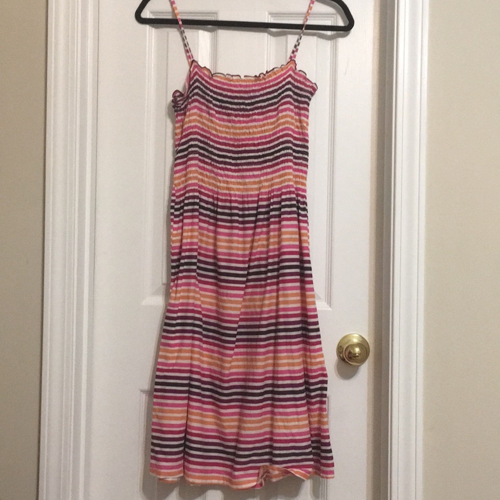 H&M multi colored stripe spaghetti strap midi